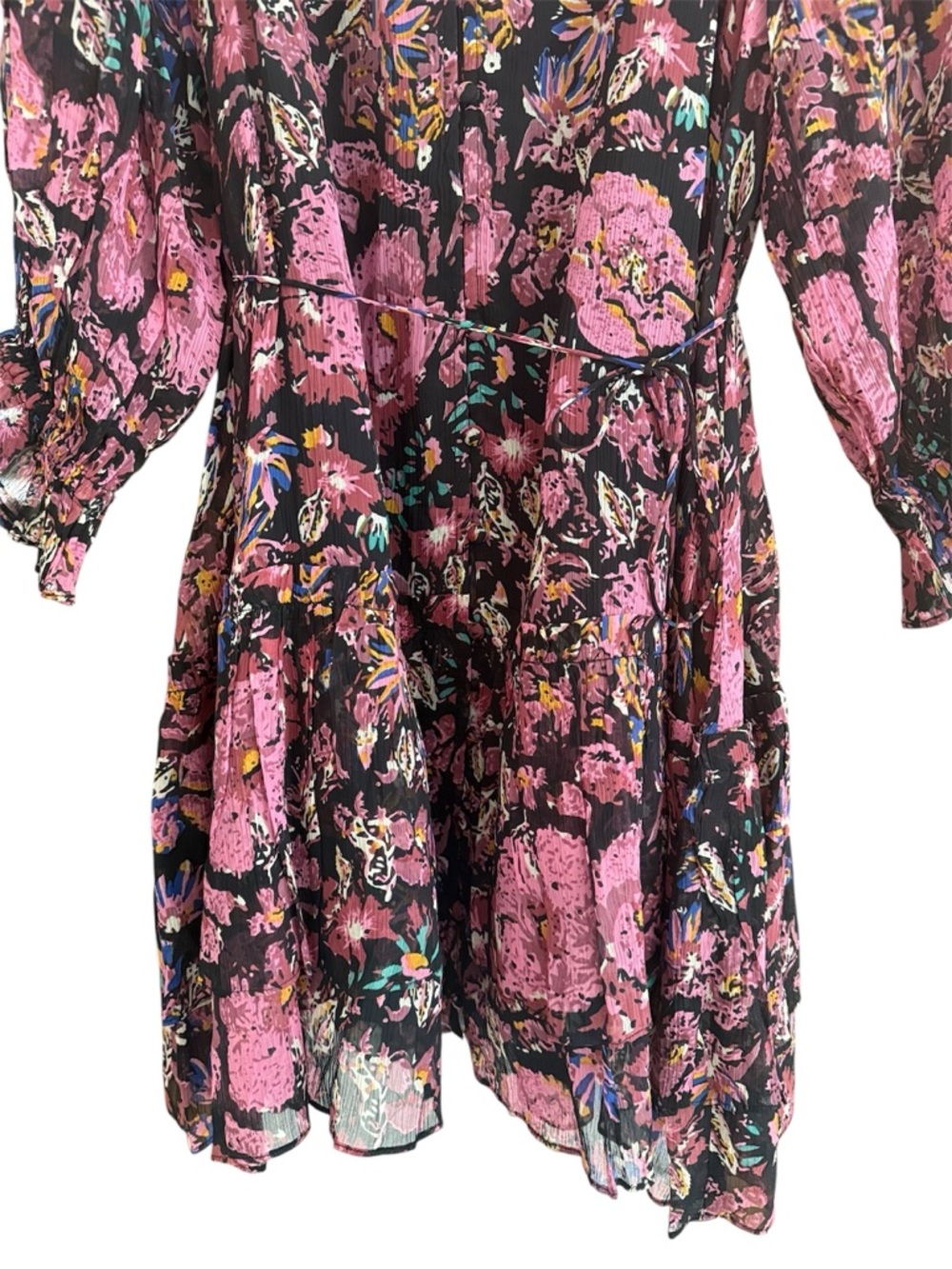 Cleobella Plum Floral V-Neck Long Sleeve Mini Dress - Picture 4 of 8